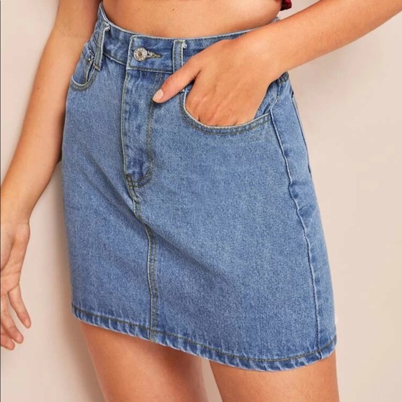 Dresses & Skirts - High Waisted Denim Jean Skirt Medium Wash